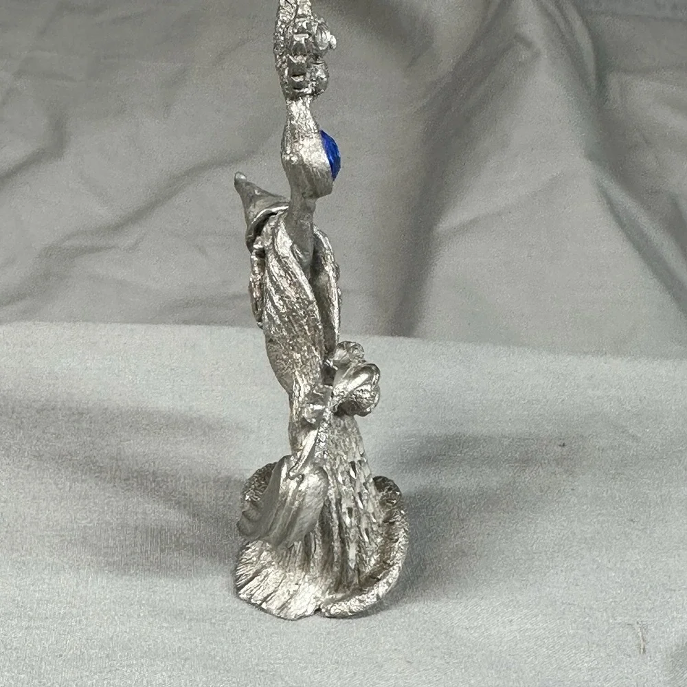Vintage‎ Spoontiques MR969 Pewter Wizard w/ Owl & Dragon Figurine